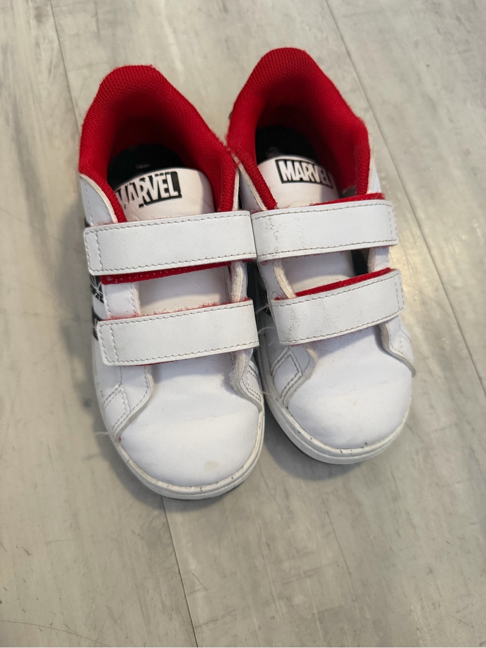Marvel Kids White and Red Velcro Sneakers with Logo